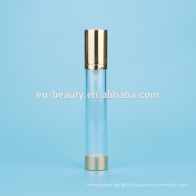 shiny gold aluminum airless bottle with logo debossed aluminum cap